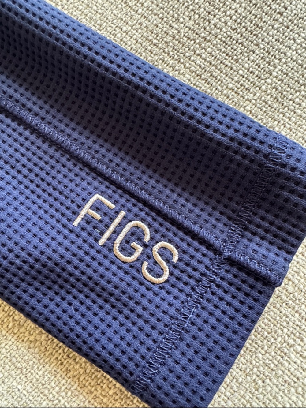 FIGS Navy Waffle-Knit Long Sleeve Underscrub - Picture 3 of 4